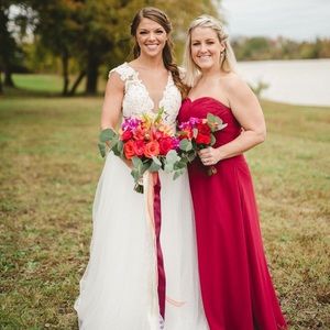Bridesmaid dress size 12 burgundy Azazie.com
